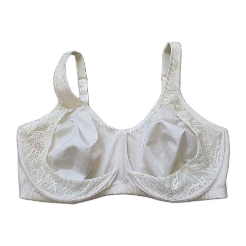 Comfort Choice Underwire Lace Bra Ivory Full Coverage Support 50DD Plus Size EUC